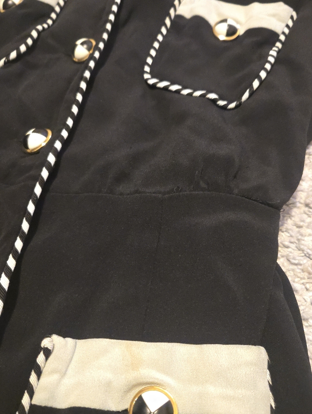 Rare Vintage Escada Black Short Sleeve Mini Dress White Contrast Trim Sz 34 - Picture 6 of 10